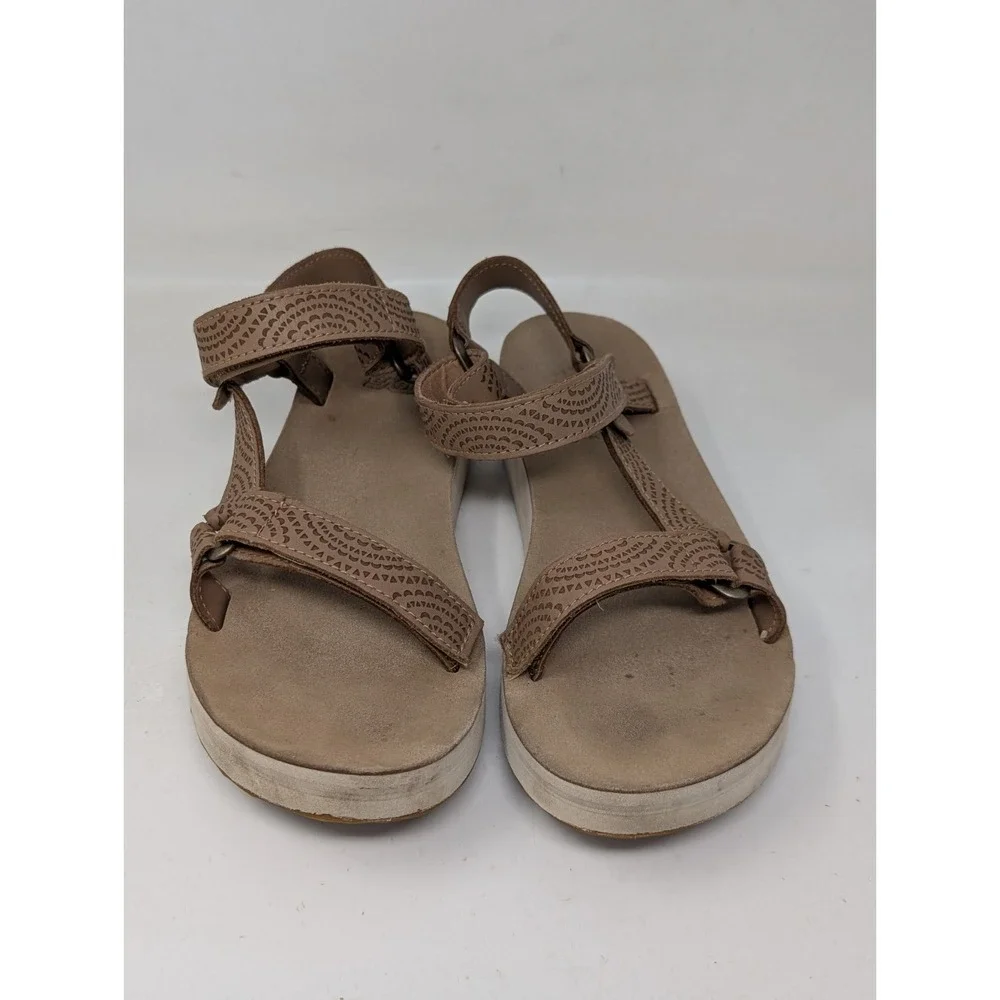 Teva Women's Size 9 Midform Universal Tan Leather‎ Platform Sandals 1090873